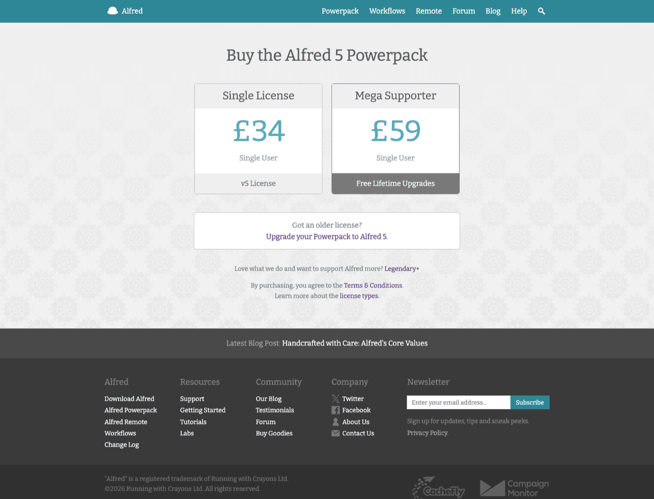 Alfred Powerpack purchase page