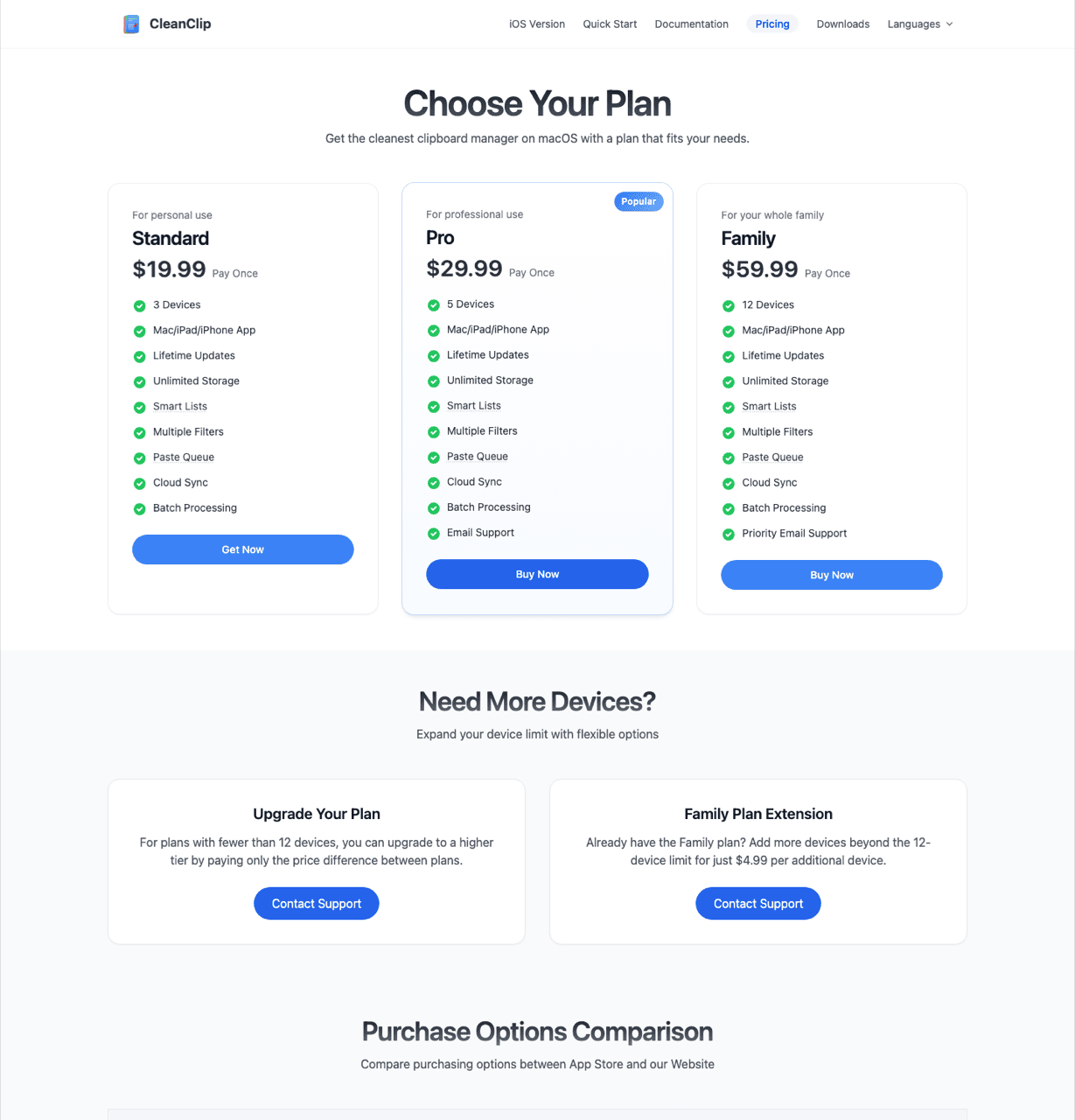 CleanClip pricing page