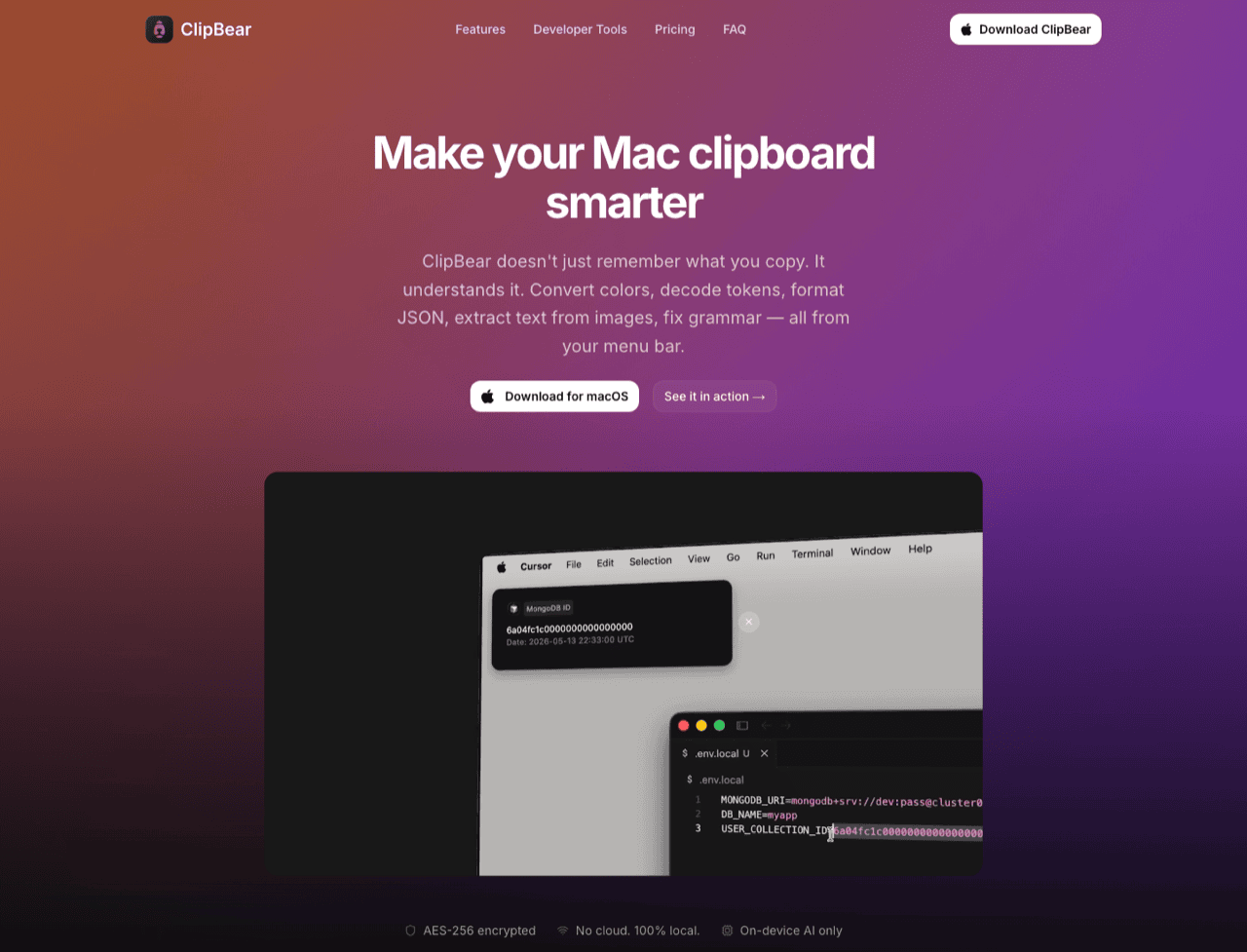 The ClipBear home page