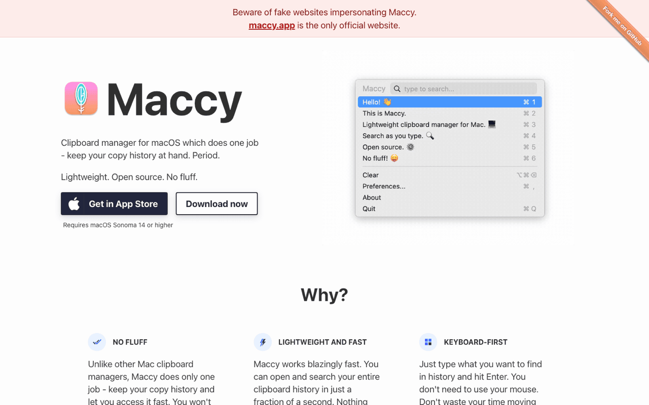 The Maccy home page