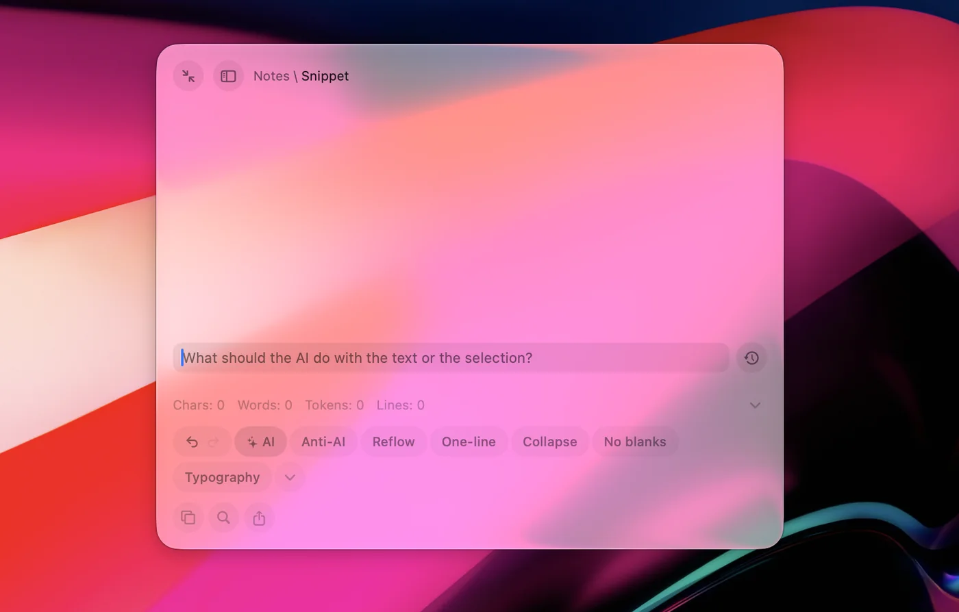 The Ask AI bar under a note, waiting for an instruction